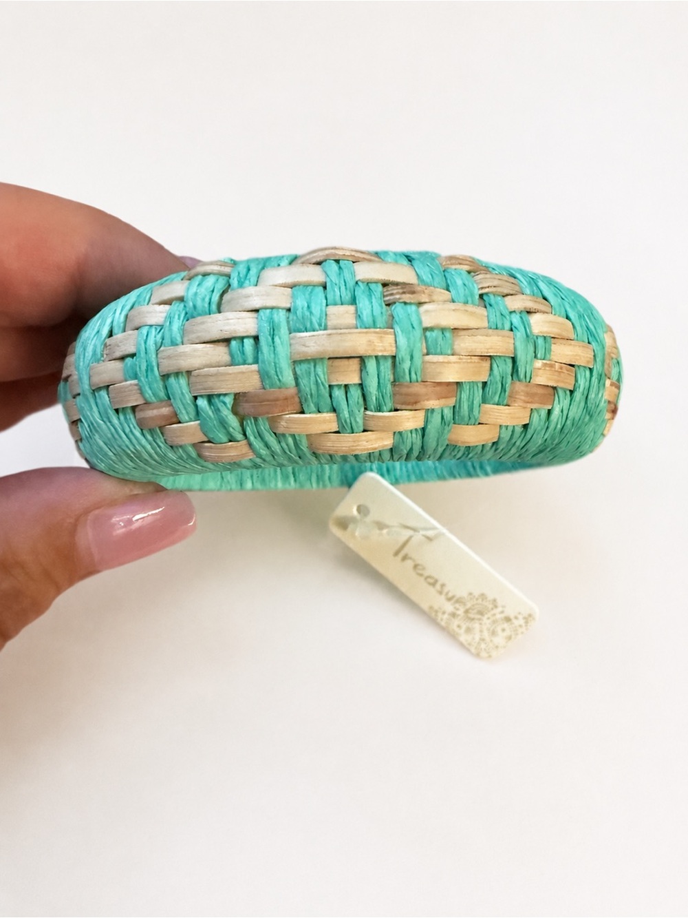 Turquoise Woven Straw Bracelet